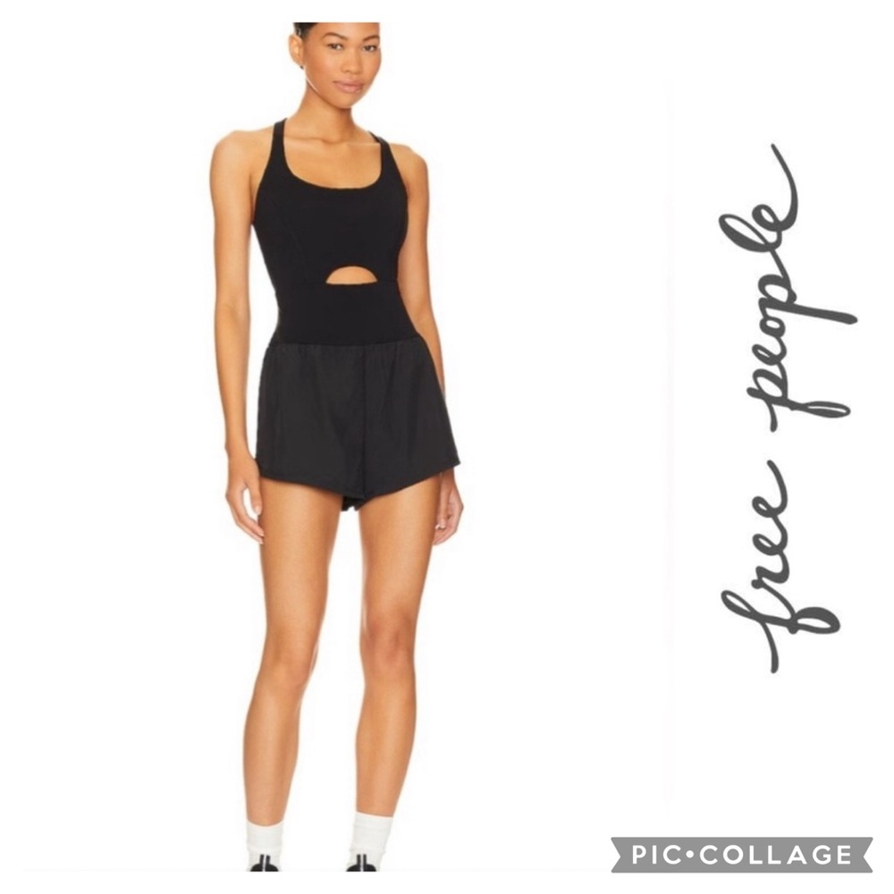New! FP Movement by Free People Black righteous runsie Women Shorts one piece